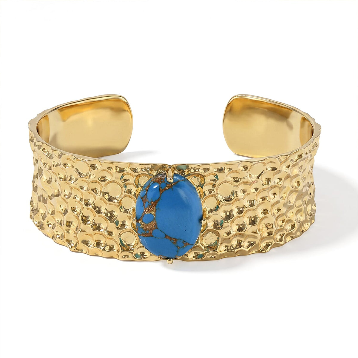 EverTrue Blue Turquoise Cuff Bangle in 18K YG Plated  17.50 ctw