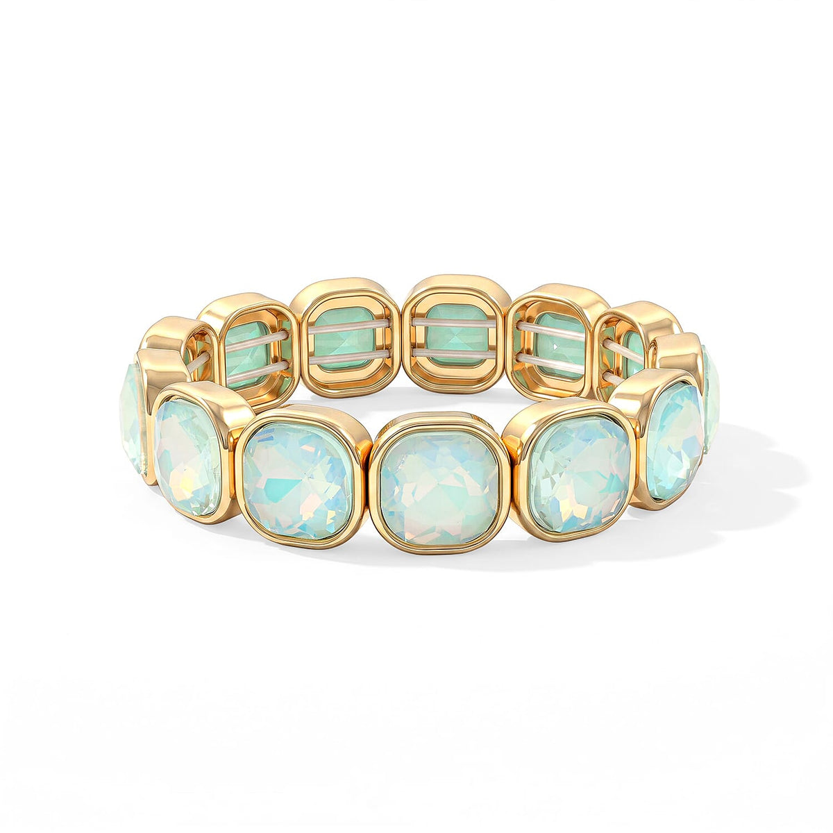 Fuchsia Glass Stretch Bracelet in Goldtone (6.75-7.25In)