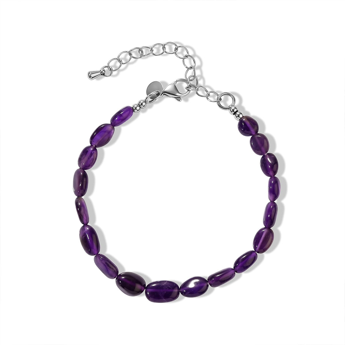 EverTrue Premium African Amethyst Bracelet in Stainless Steel (7.25 In) 25.00 ctw