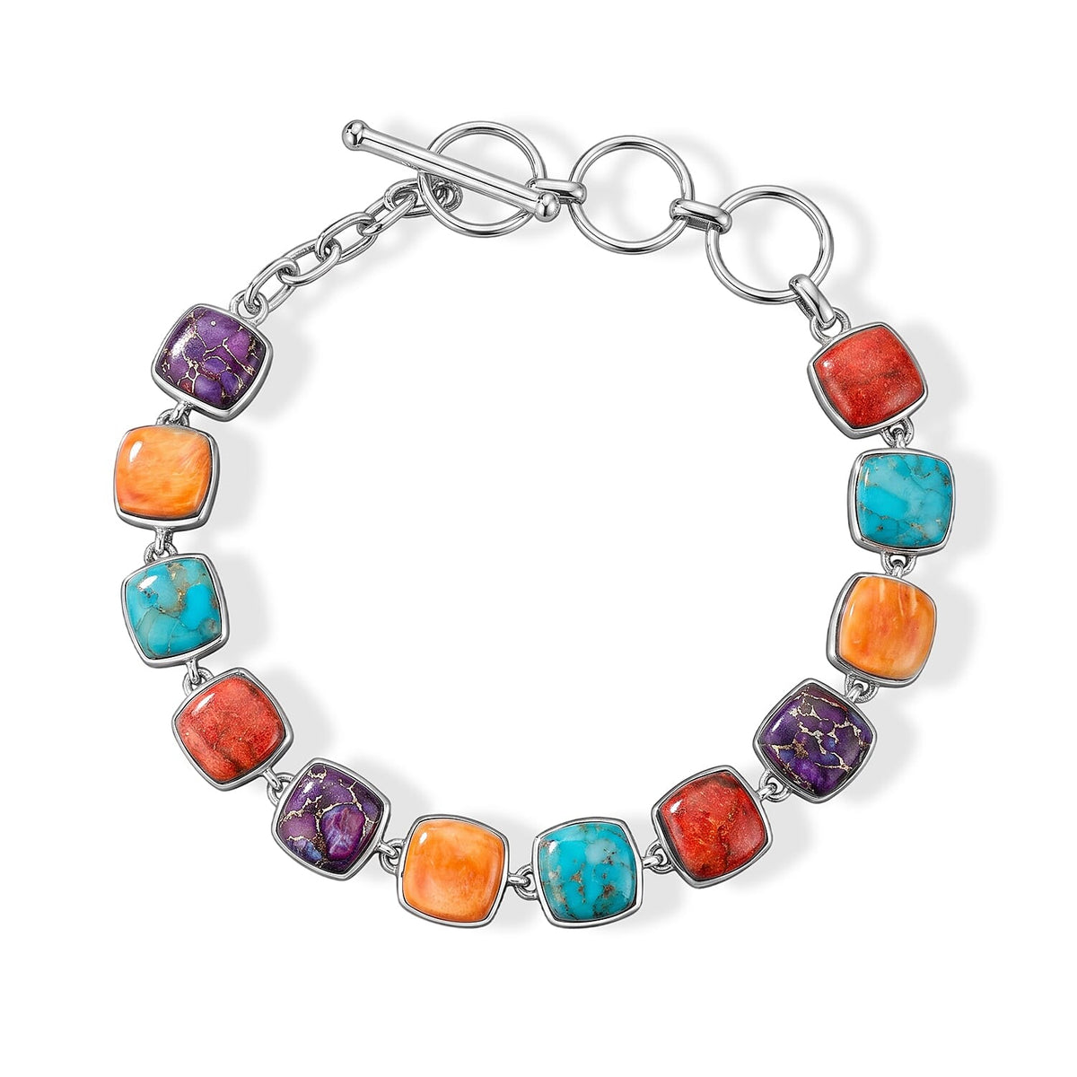 Multi Gemstone Bracelet in Sterling Silver (7.50 In) 19.25 ctw