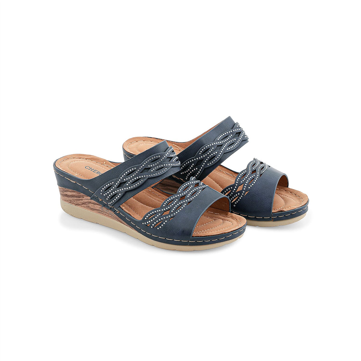 Cherokee Blue Strap Contrast Stitch Wedge - 6