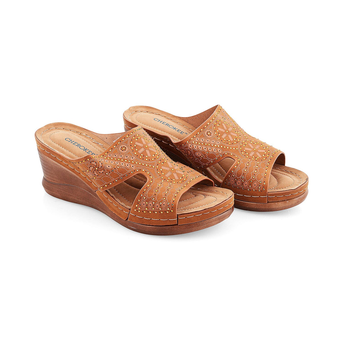 Cherokee Blue Strap Contrast Stitch Wedge - 6