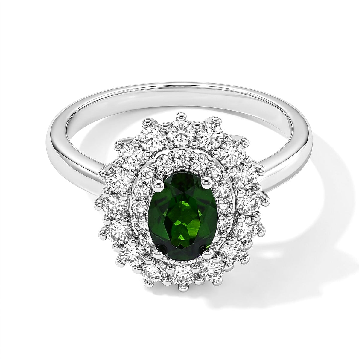 EverTrue Chrome Diopside and Simulated Diamond 2.00 ctw Ring in Platinum Bond (Size 10.0)