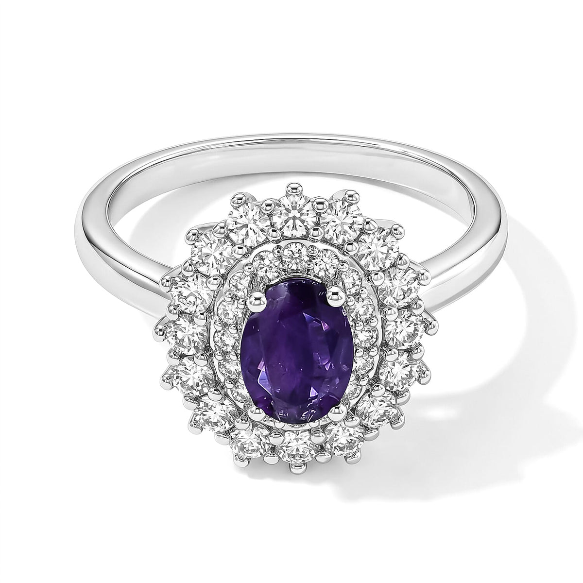 EverTrue Chrome Diopside and Simulated Diamond 2.00 ctw Ring in Platinum Bond (Size 10.0)
