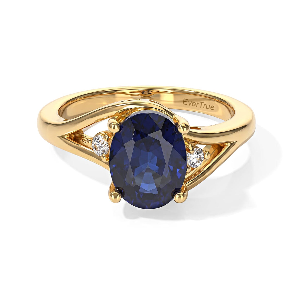 EverTrue Masoala Sapphire (D), White Zircon Ring in 18K YG Plated (Size 10.0) 3.00 ctw