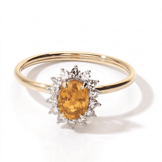 10K Yellow Gold AAA Yellow Sapphire, Luxuriant Lab Grown Diamond (VS) Ring (Size 10.0) 1.25 ctw