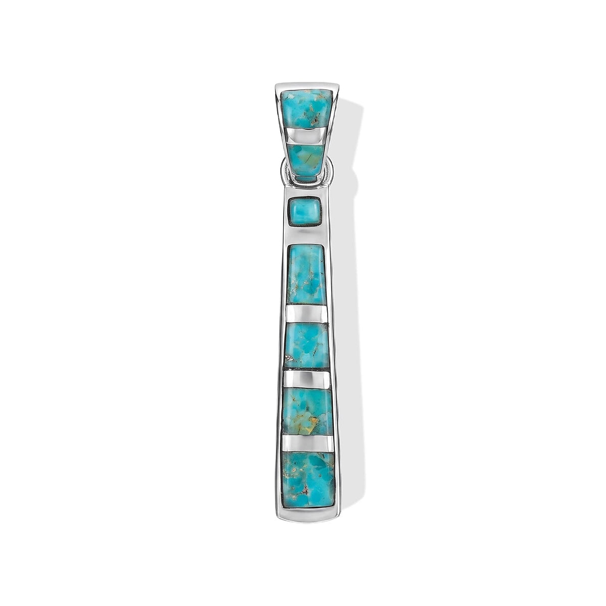 Santa Fe Style Kingman Turquoise Pendant Without Chain in Sterling Silver 2.00 ctw