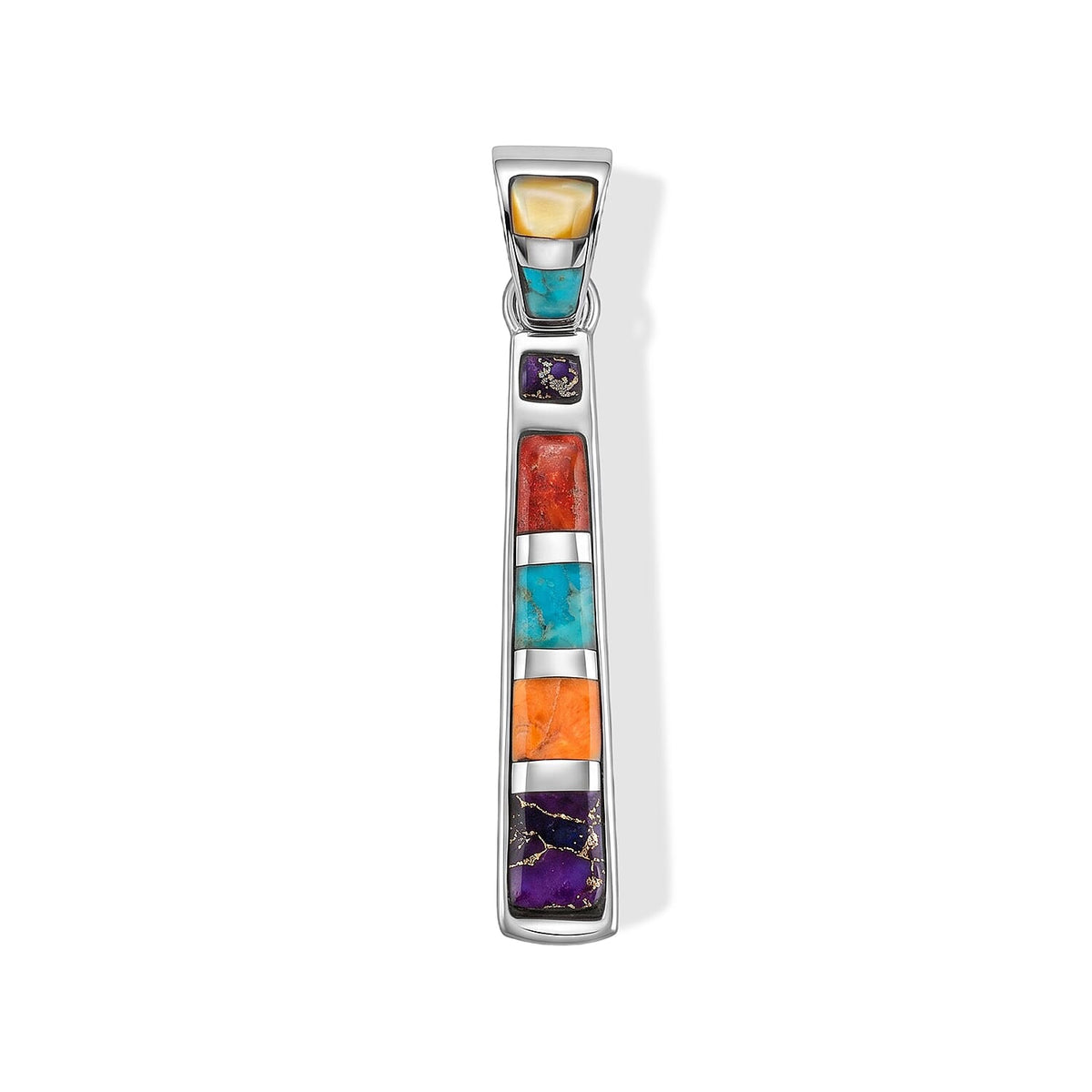 Santa Fe Style Kingman Turquoise Pendant Without Chain in Sterling Silver 2.00 ctw