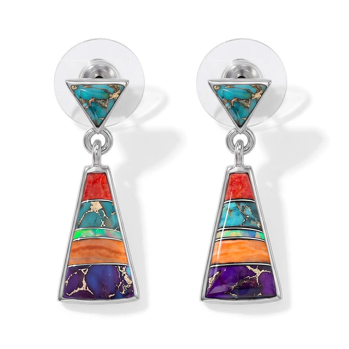 Santa Fe Style Kingman Turquoise 2.00 ctw Earrings in Sterling Silver