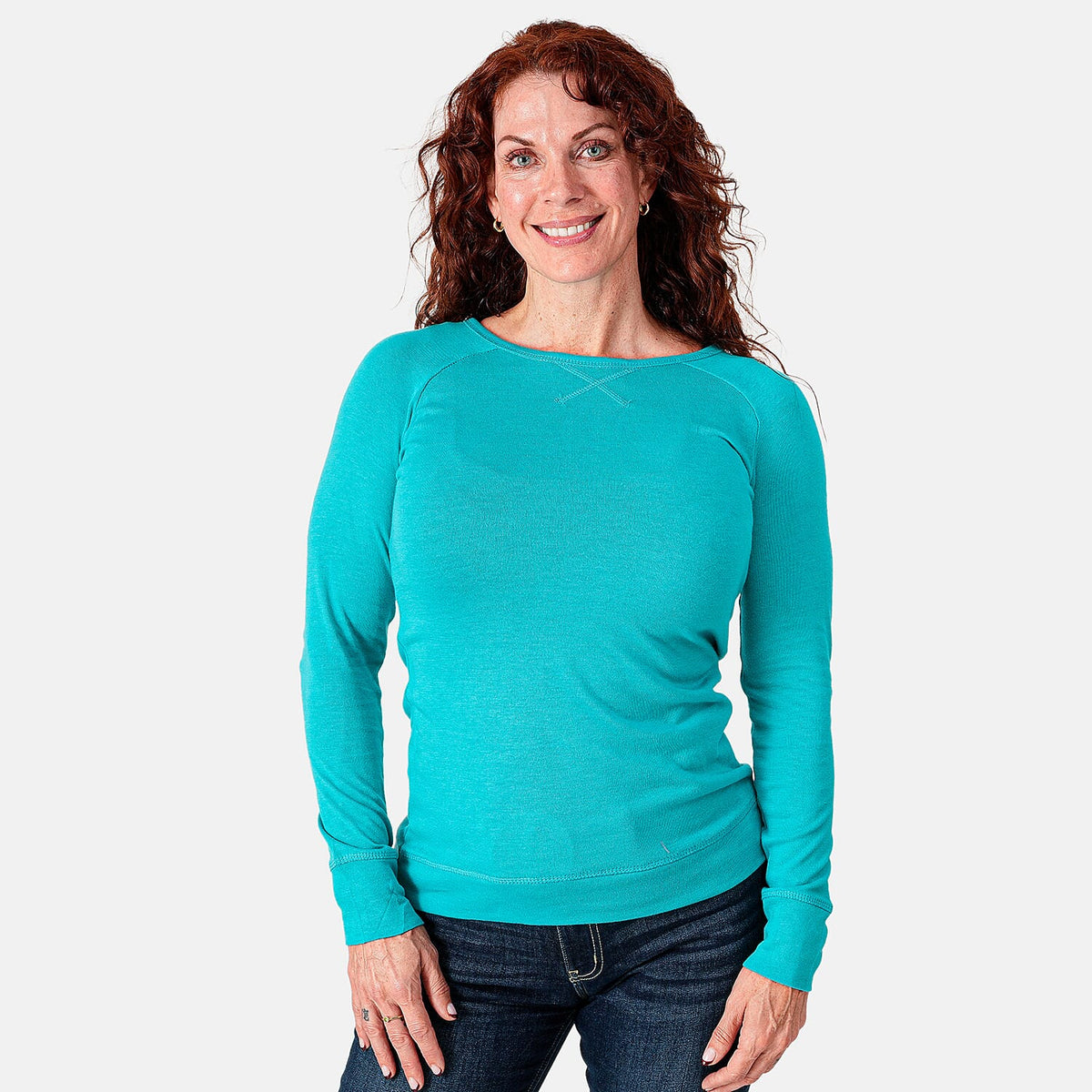 Color Story Oatmeal Lightweight Cotton Blend Crew Neck Slub Knit Top - S