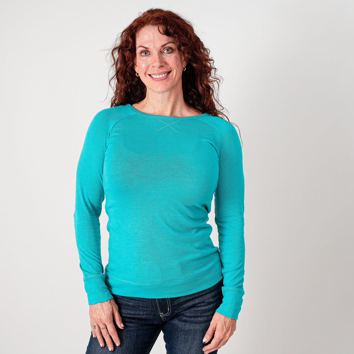 Color Story Oatmeal Lightweight Cotton Blend Crew Neck Slub Knit Top - S