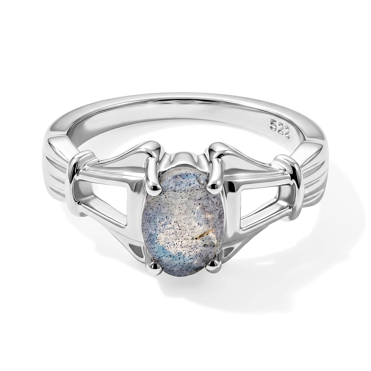 Labradorite 0.80 ctw Solitaire Ring in Sterling Silver (Size 5.0)