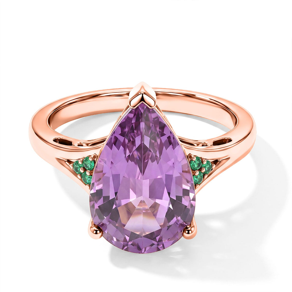 Luxoro 10K Rose Gold AAA Patroke Kunzite, Paraiba Tourmaline and Diamond (I2) Aqua crown Ring (Size 10.0) 4.60 ctw
