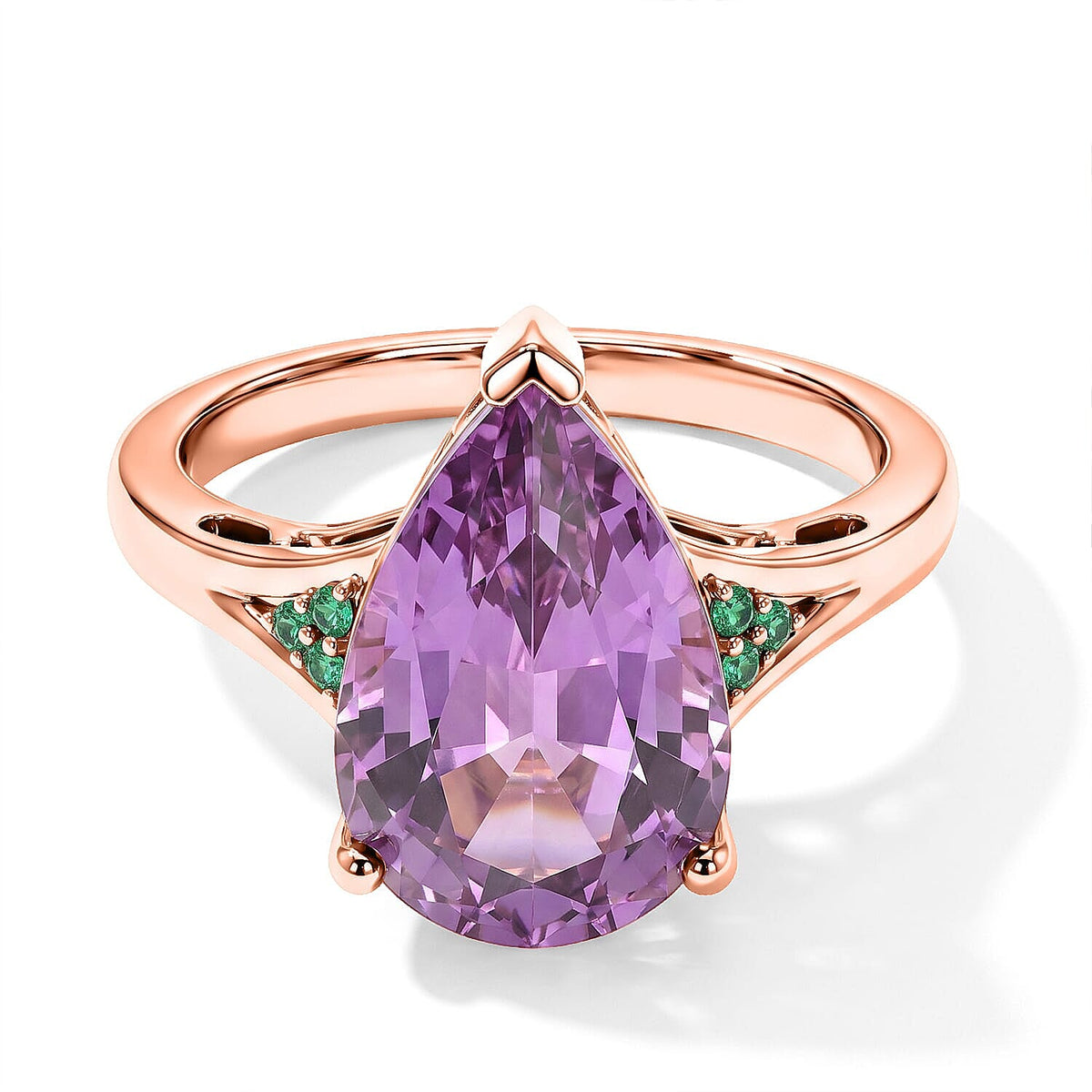 Luxoro 10K Rose Gold AAA Patroke Kunzite, Paraiba Tourmaline and Diamond (I2) Aqua crown Ring (Size 10.0) 4.60 ctw