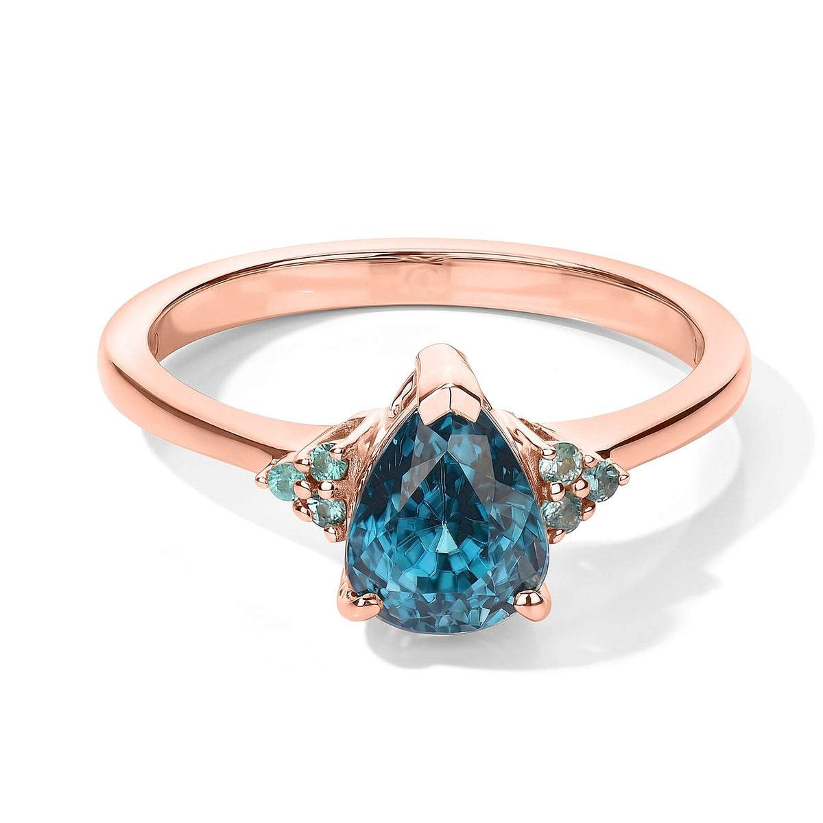Luxoro AAA Cambodian Blue Zircon and Paraiba Tourmaline 2.80 ctw Ring in 10K Rose Gold (Size 7.0)