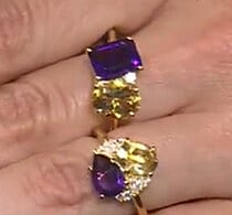 EverTrue African Amethyst, Brazilian Citrine and White Zircon Fancy Ring in 18K YG Plated (Size 10.0) 3.75 ctw