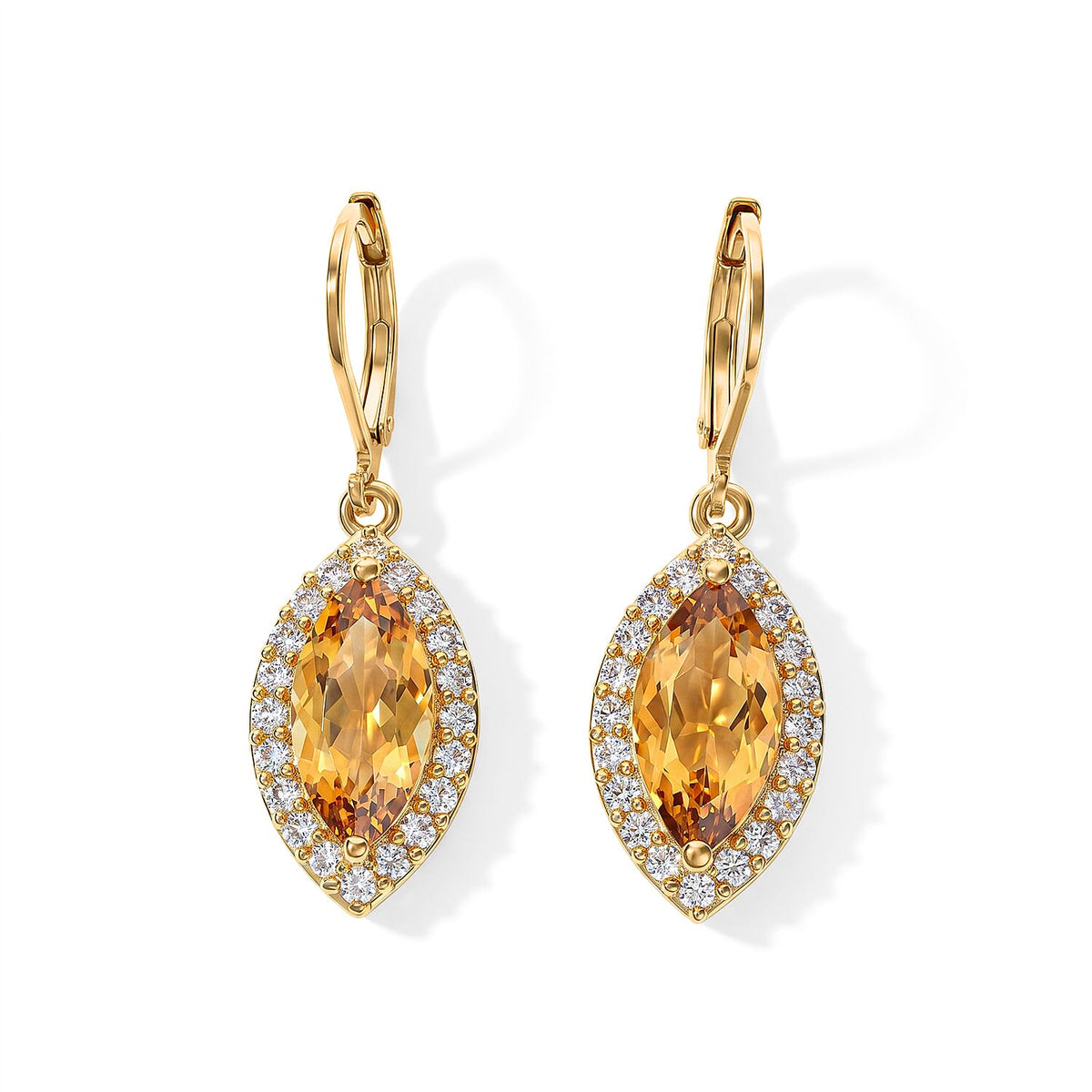EverTrue Brazilian Citrine, White Zircon Earrings in 18K YG Plated 6.10 ctw