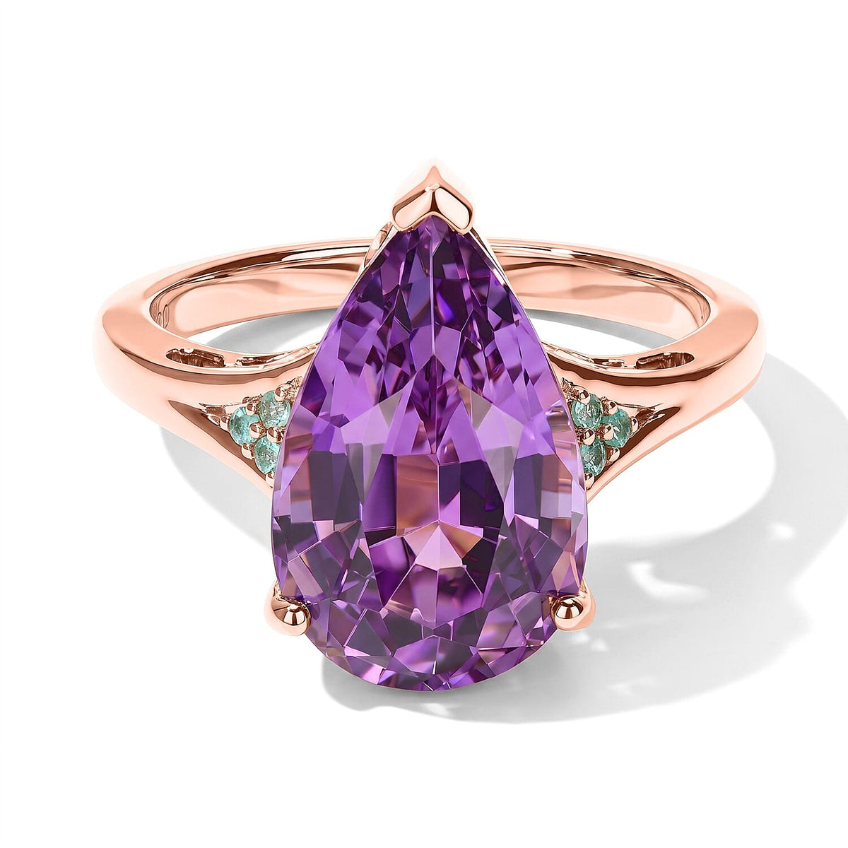 Luxoro 10K Rose Gold AAA Patroke Kunzite, Paraiba Tourmaline Ring (Size 10.0) 8.30 ctw
