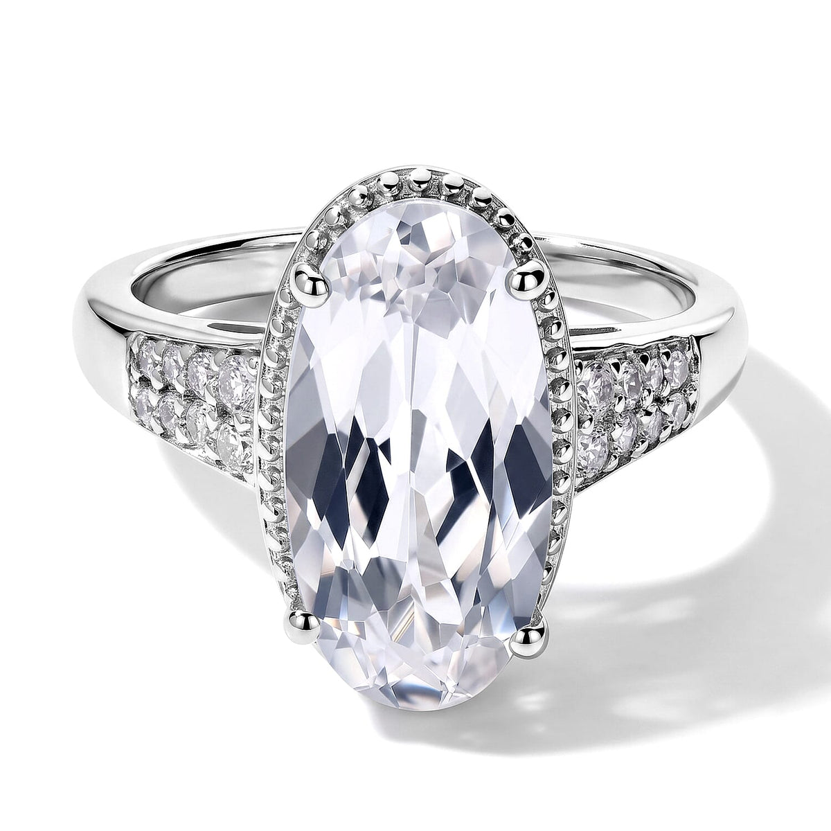 EverTrue Lab Created White Sapphire Ring in Platinum Bond (Size 10.0) 7.25 ctw