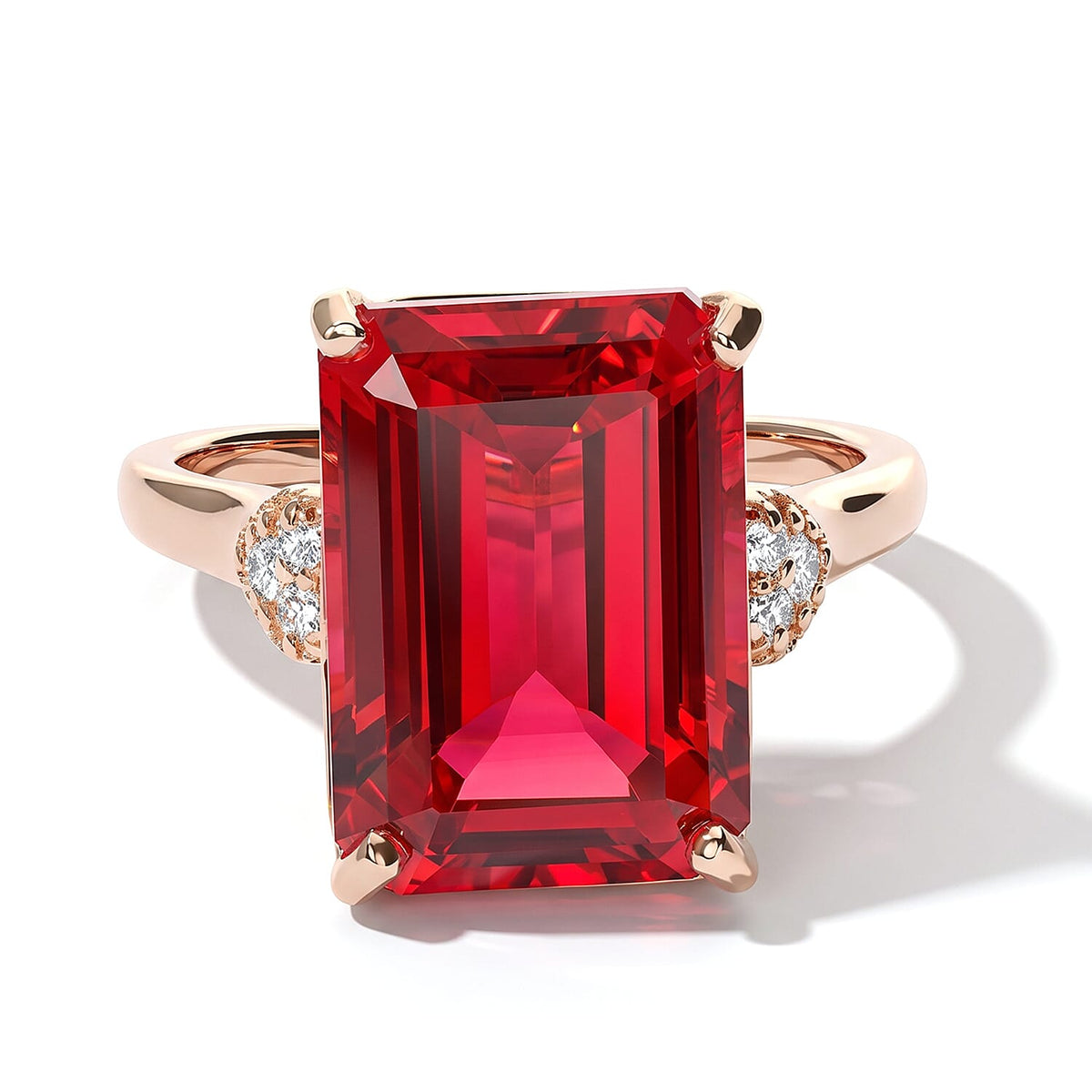 EverTrue Lab Created Padparadscha Sapphire, White Zircon Ring in 18K RG Plated (Size 10.0) 10.55 ctw