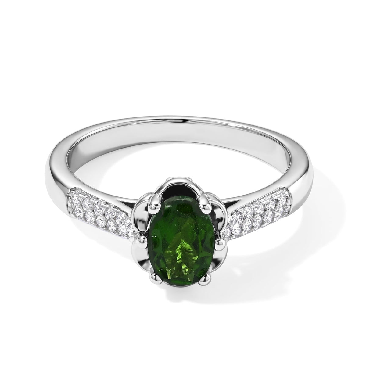 EverTrue Chrome Diopside and Simulated Diamond 1.00 ctw Ring in Platinum Bond (Size 10.0)