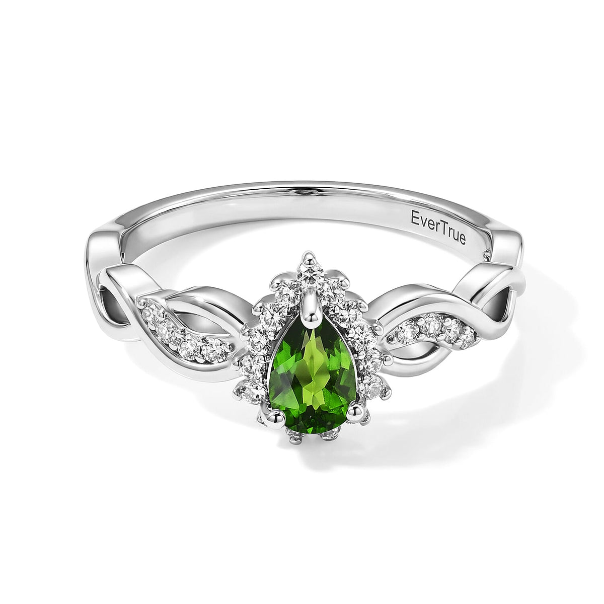 EverTrue Chrome Diopside and Simulated Diamond 0.70 ctw Ring in Platinum Bond (Size 10.0)