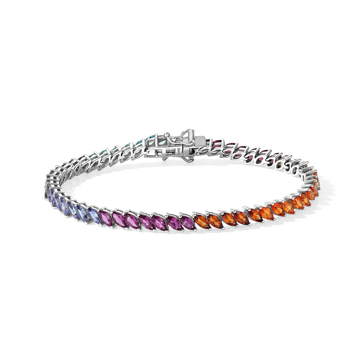 D'Joy Multi Gemstone Bracelet in Rhodium Over Sterling Silver (7.25 In) 8.15 ctw