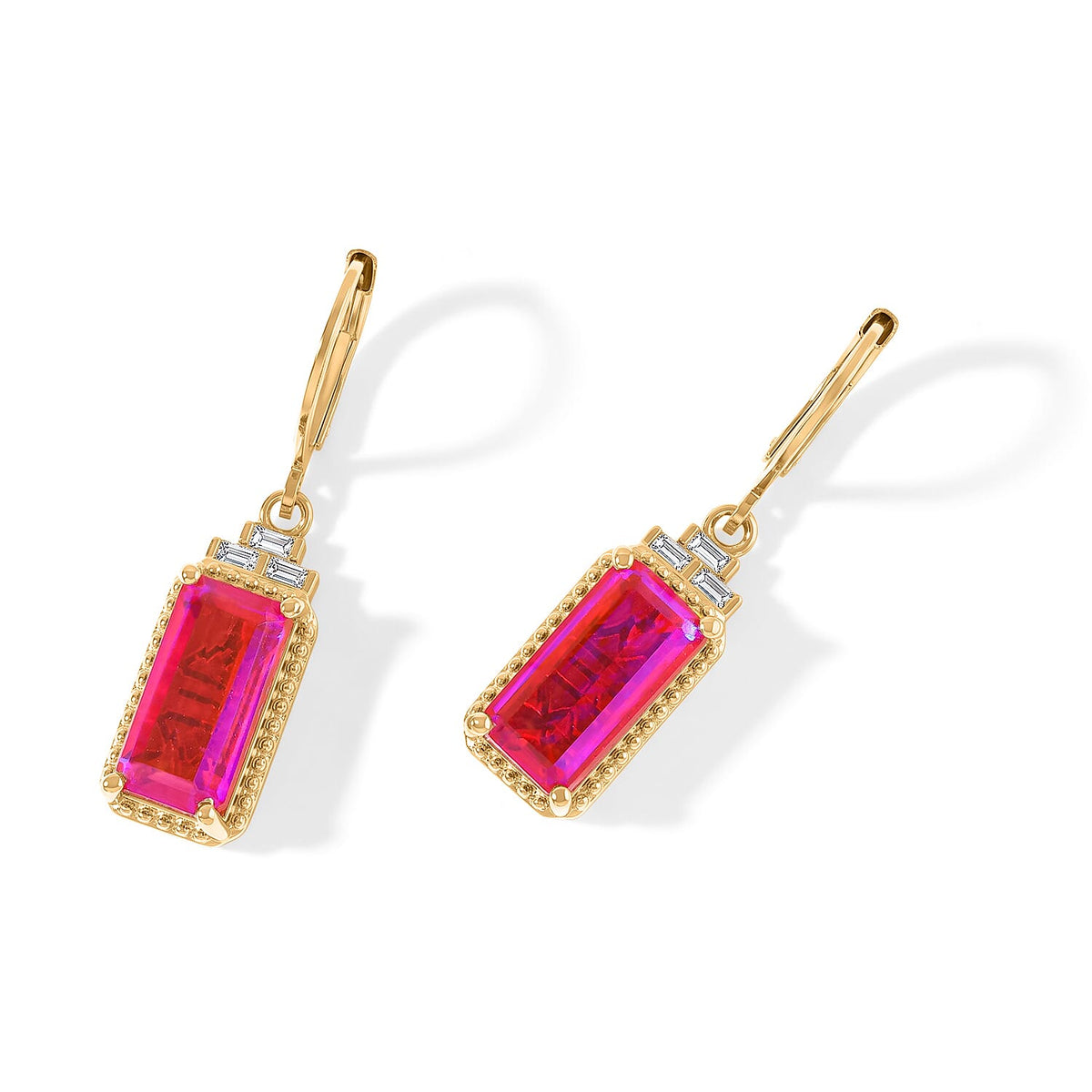 EverTrue Volcanic Triplet Quartz and Moissanite 9.65 ctw Solitaire Lever Back Earrings in 18K YG Plated