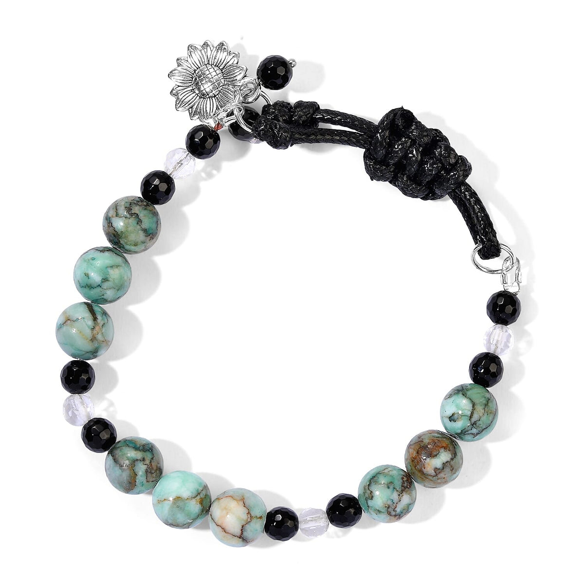 GCS Green Jasper, Black Agate and Crystal Bracelet Kit in Silvertone 87.80 ctw