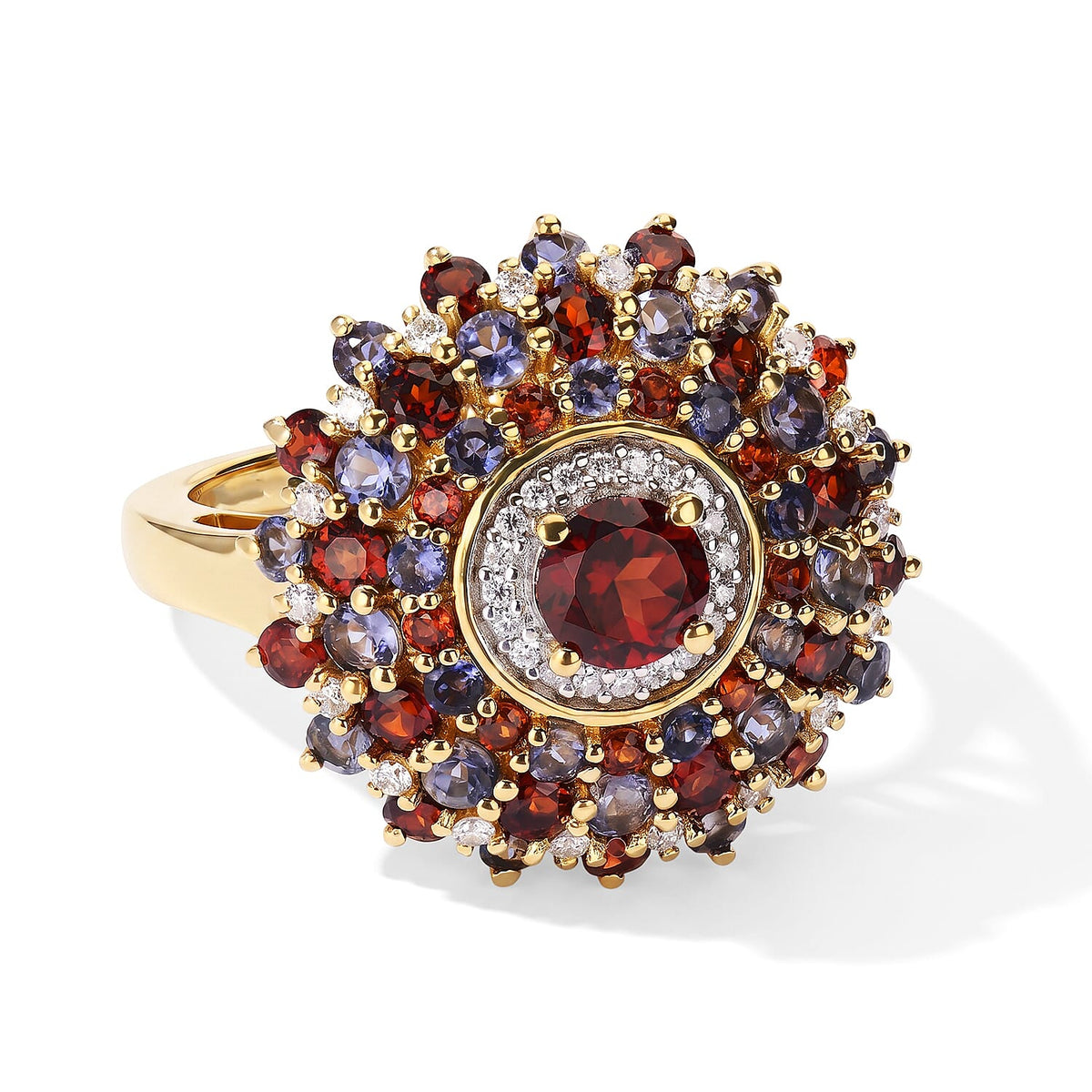 D''Joy Mozambique Garnet, Multi Gemstone Ring in 18K Vermeil YG Over Sterling Silver (Size 10.0) 2.85 ctw