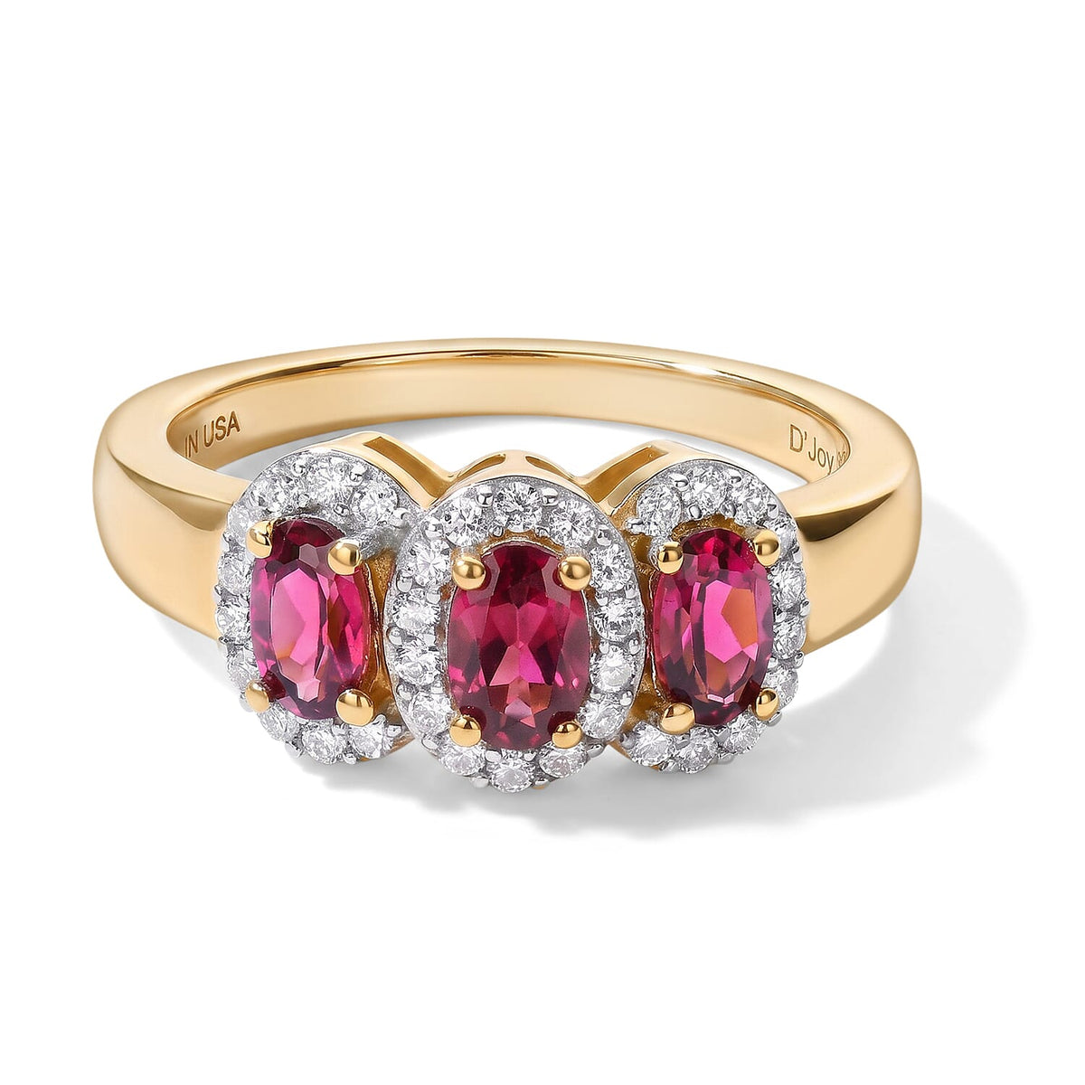 D''Joy Premium Tanzanian Wine Garnet and Moissanite 1.15 ctw Ring in 18K Vermeil Yellow Gold Over Sterling Silver (Size 10.0)