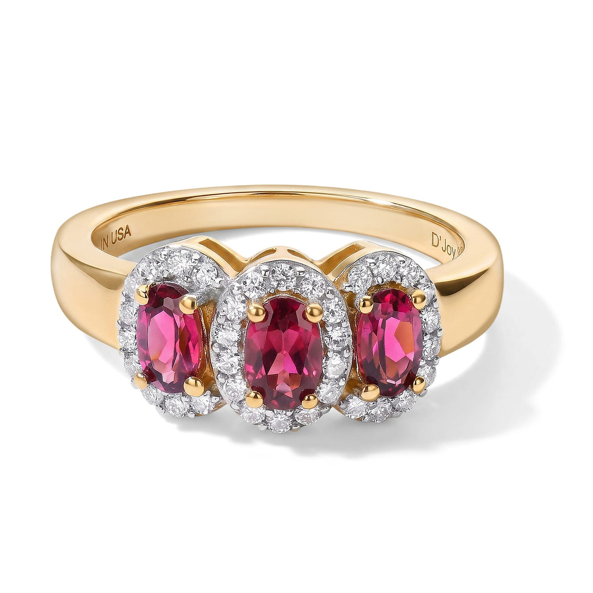 D''Joy Premium Tanzanian Wine Garnet and Moissanite 1.15 ctw Ring in 18K Vermeil Yellow Gold Over Sterling Silver (Size 10.0)