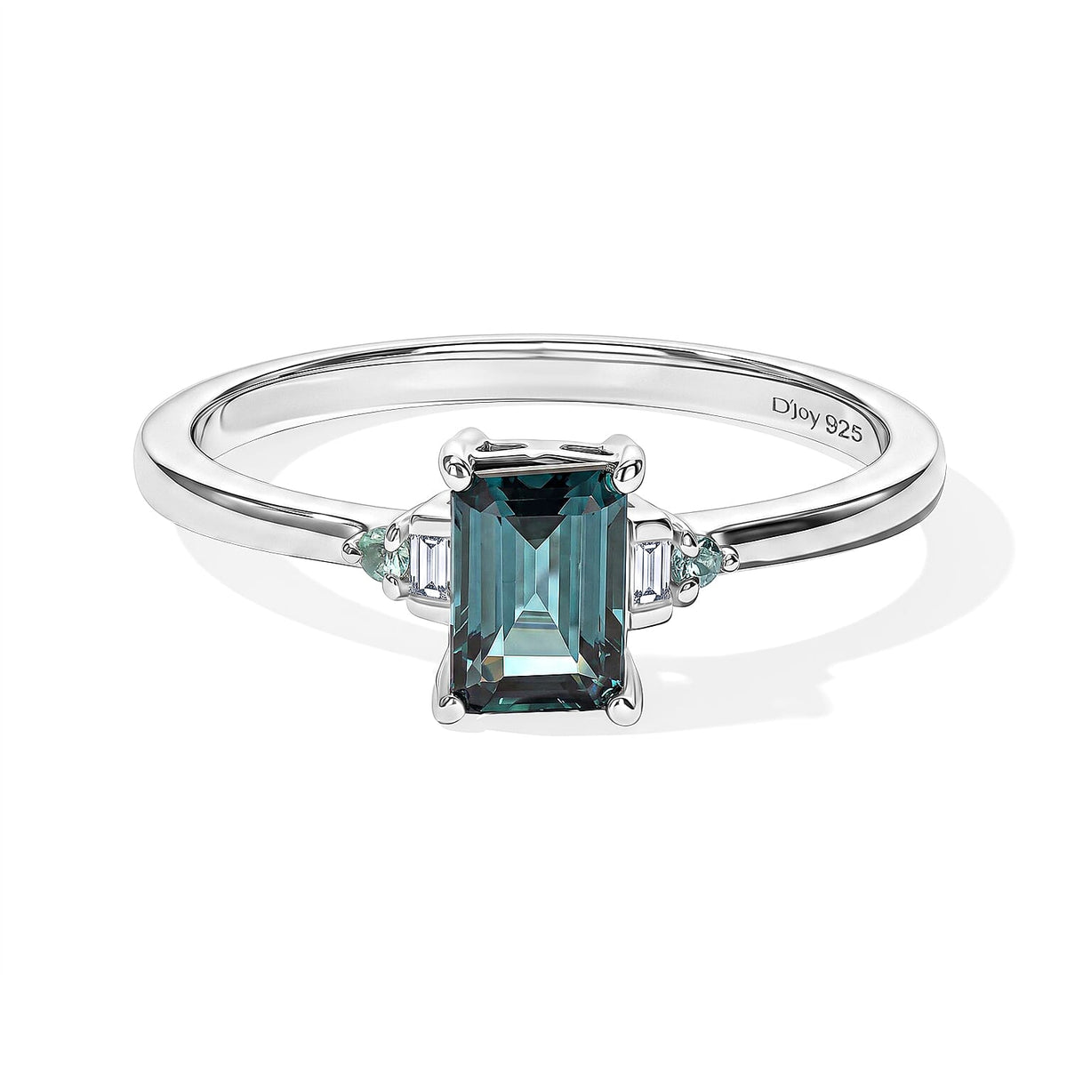 D''Joy Premium Monte Belo Indicolite, Paraiba Tourmaline and Diamond I2 0.75 ctw Ring in Rhodium Over Sterling Silver (Size 9.0)