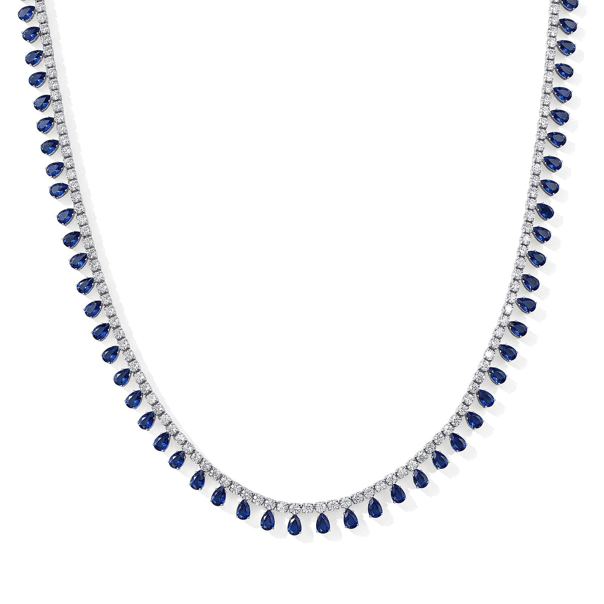 Red Austrian Crystal and Simulated Diamond Necklace (20-22 Inches) in Rosetone