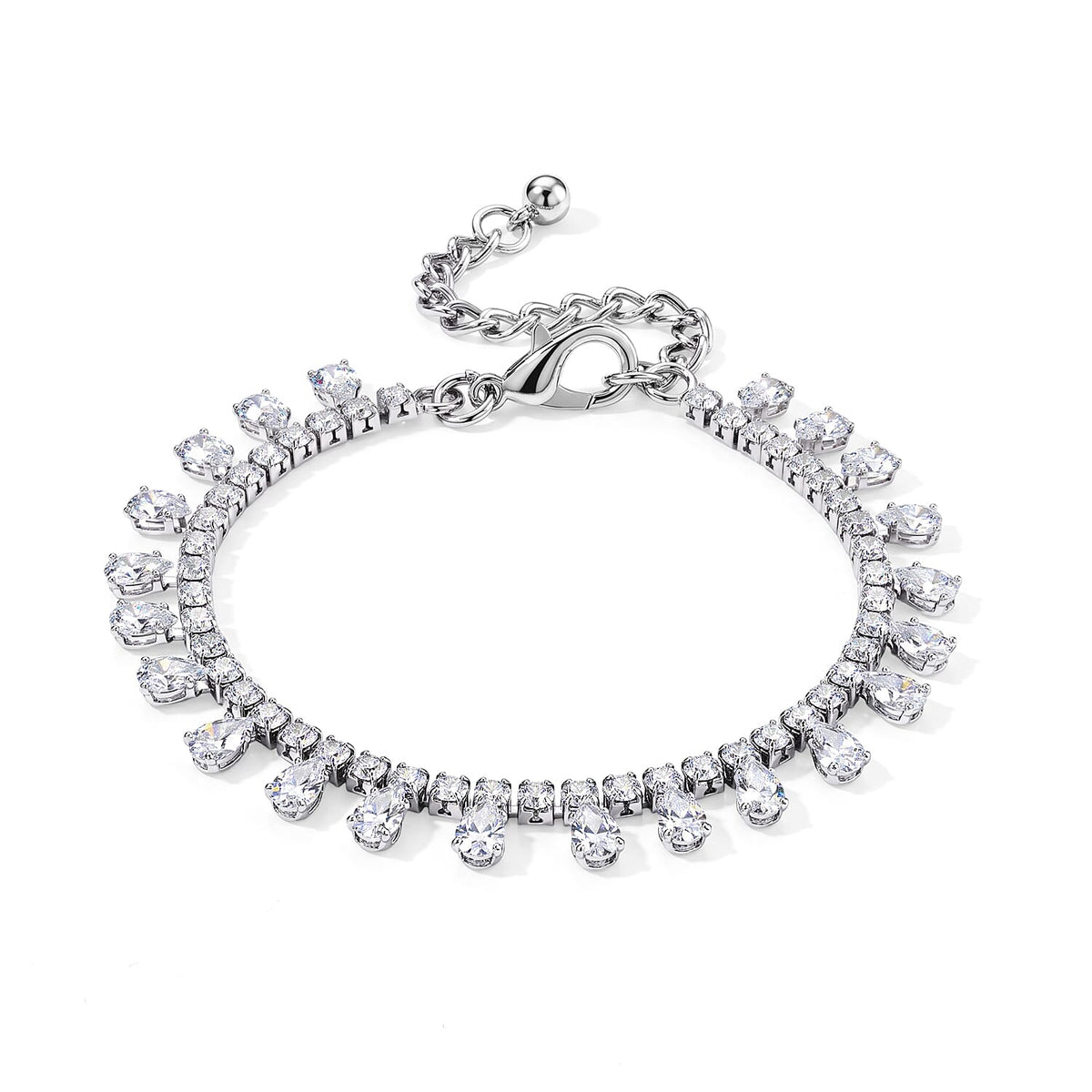 Red Austrian Crystal and Simulated Diamond Bracelet in Rosetone (7.5-9.5In)