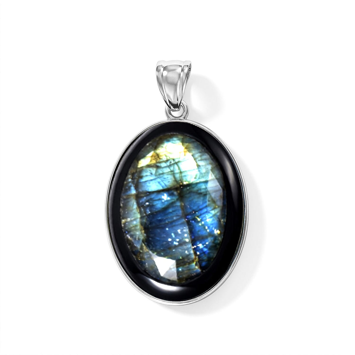 Yellow Turquoise 50.00 ctw Oval Pendant in Silvertone