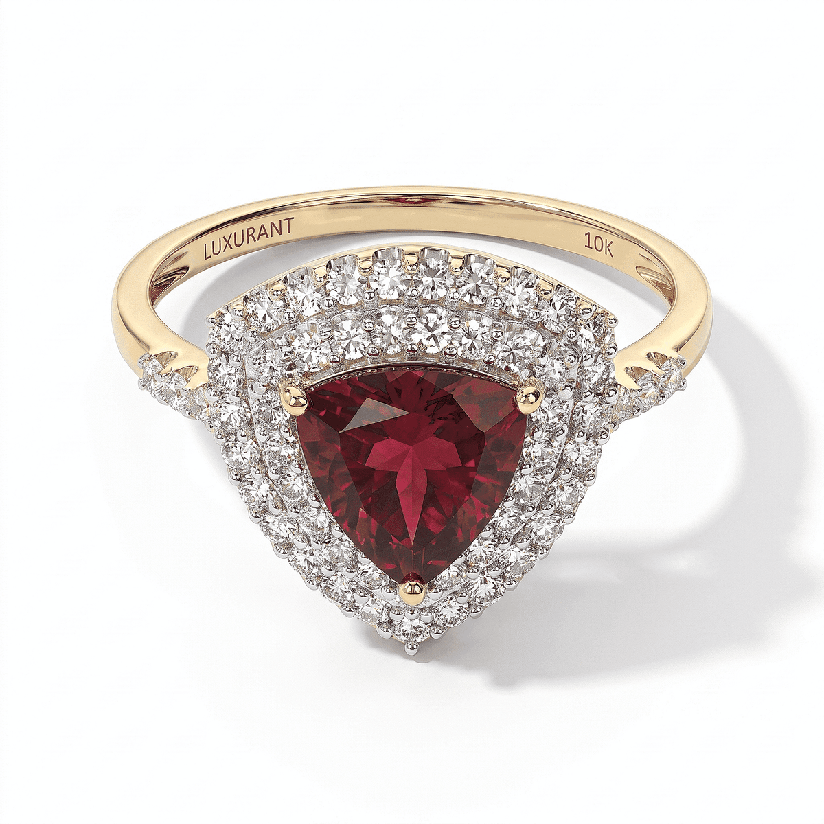 10K Yellow Gold AAA Radiant Ember Garnet, Luxuriant Lab Grown Diamond (VS) (0.50 cts) Ring (Size 10.0) 2.60 ctw