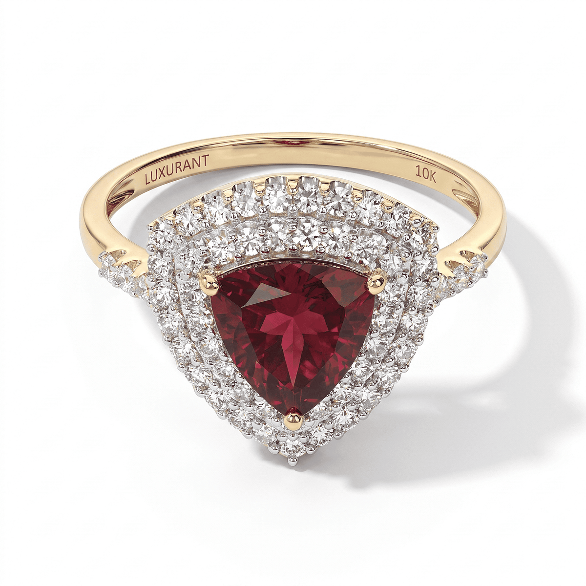 10K Yellow Gold AAA Radiant Ember Garnet, Luxuriant Lab Grown Diamond (VS) (0.50 cts) Ring (Size 10.0) 2.60 ctw