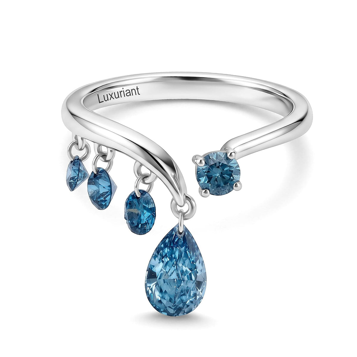 Luxuriant Lab Grown Blue Diamond IR SI 1.00 ctw Ring in Rhodium Over Sterling Silver (Size 8.0)