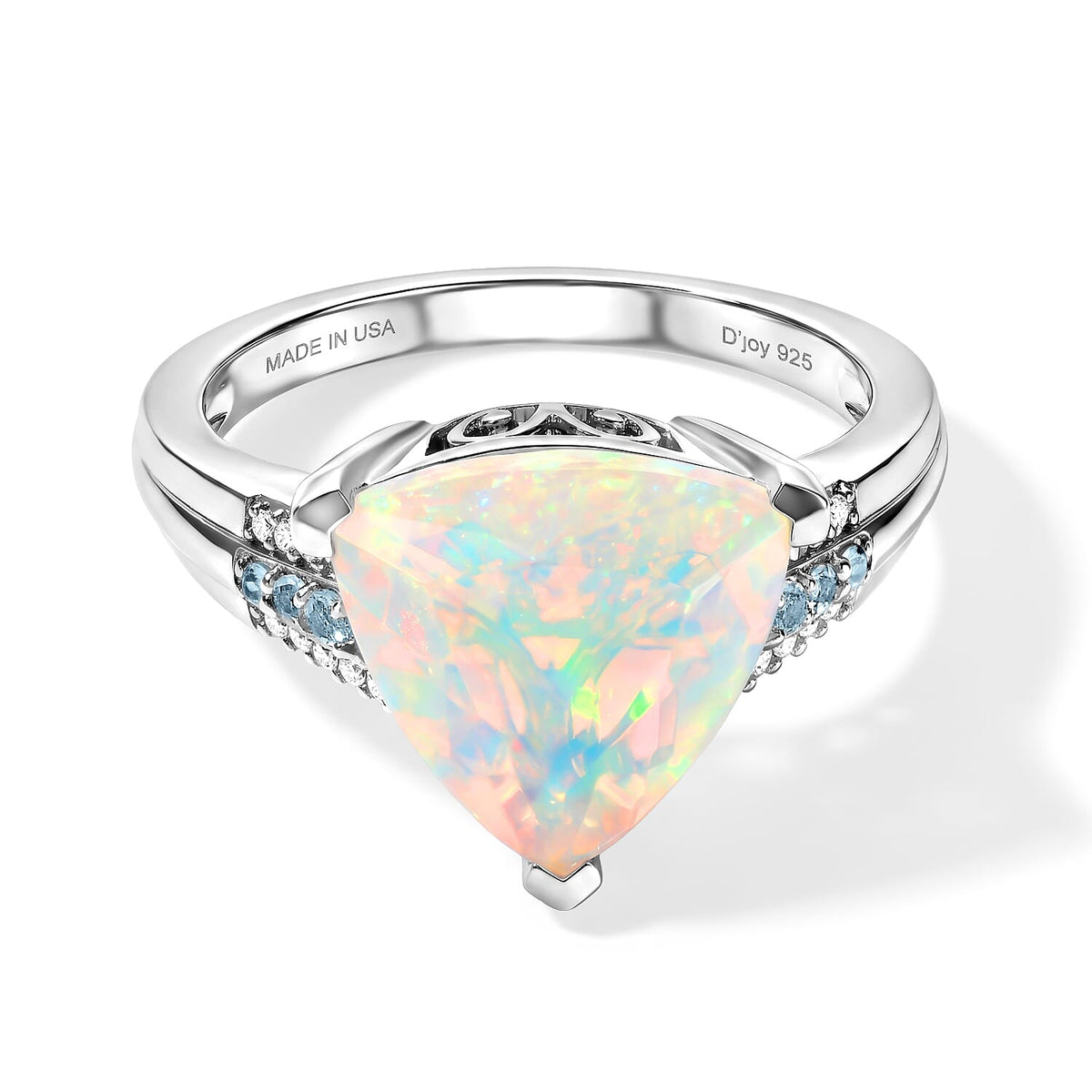 D''Joy Premium Ethiopian Welo Opal, Multi Gemstone Ring in Rhodium Over Sterling Silver (Size 6.0) 3.20 ctw