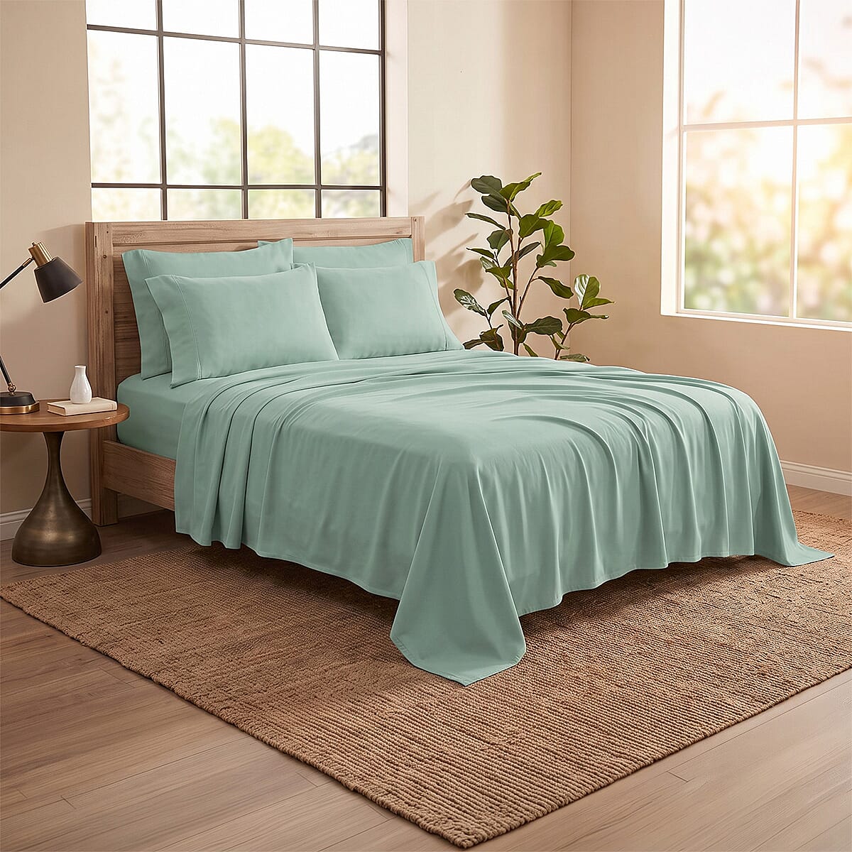 American Thread Collection 4pc Olive Green Microfiber Sheet Set -Twin