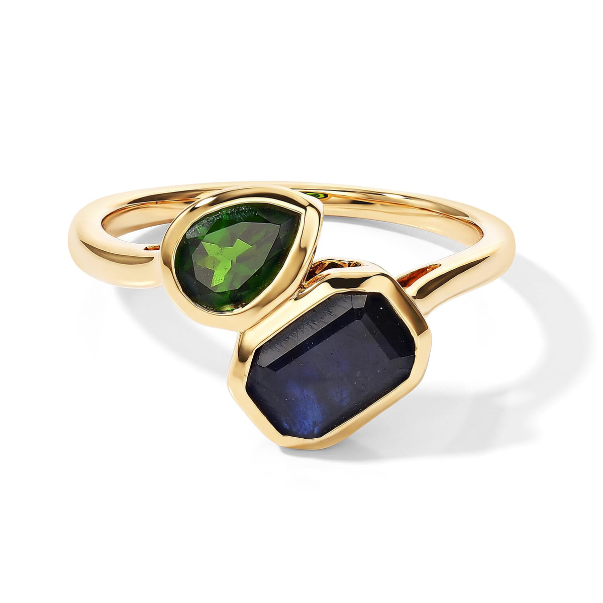 D''Joy Premium Masoala Sapphire (D), Chrome Diopside Bypass Ring in 18K Vermeil YG Over Sterling Silver (Size 10.0) 2.90 ctw