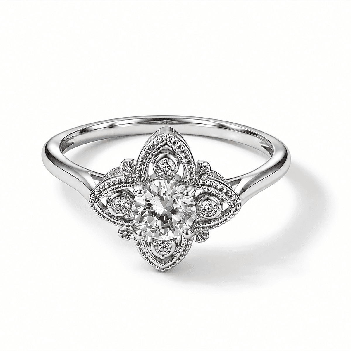 Moissanite & Simulated Diamond 1.20 ctw Ring in Silvertone (Adjustable)