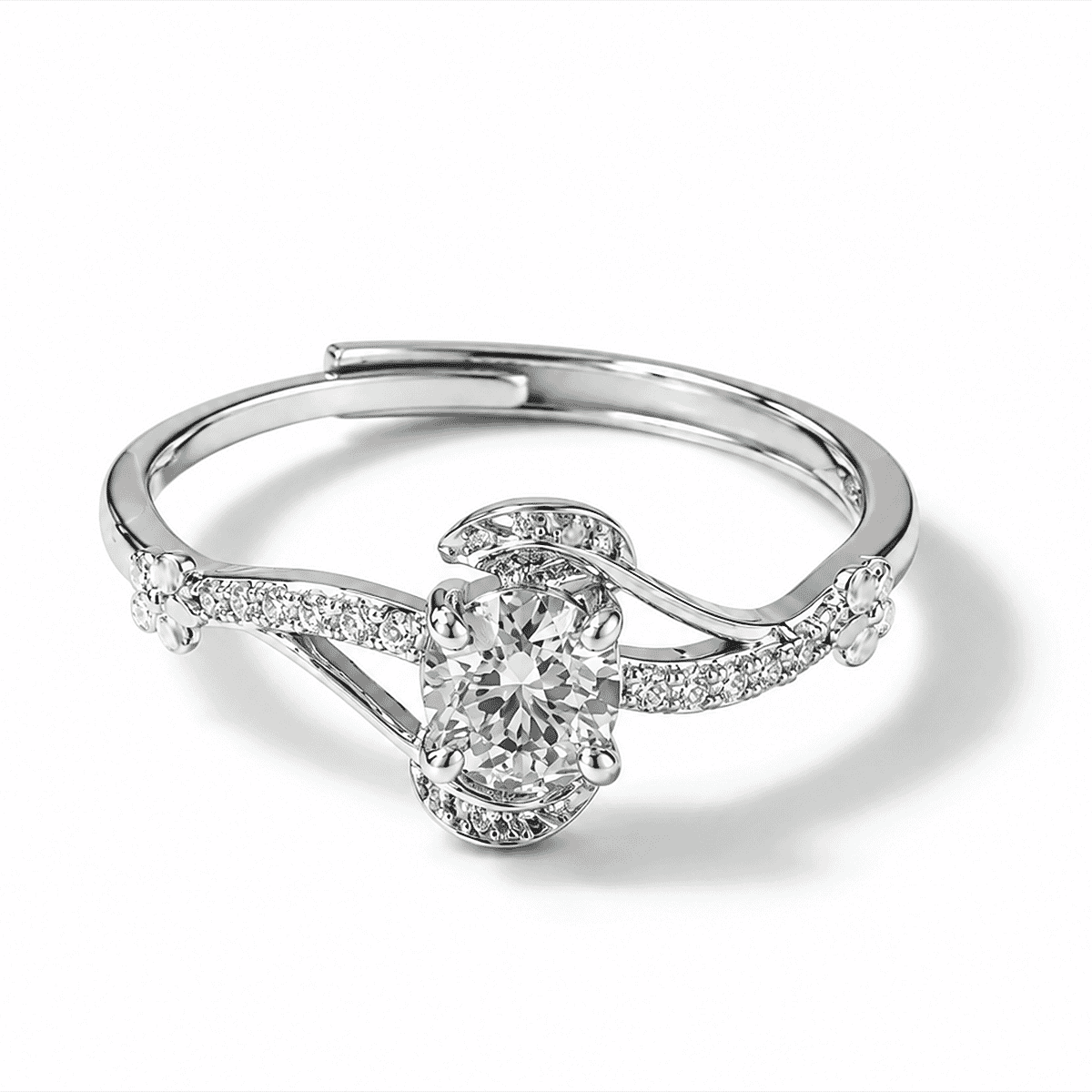 Moissanite and Simulated Diamond 1.25 ctw Ring in Silvertone (Adjustable)