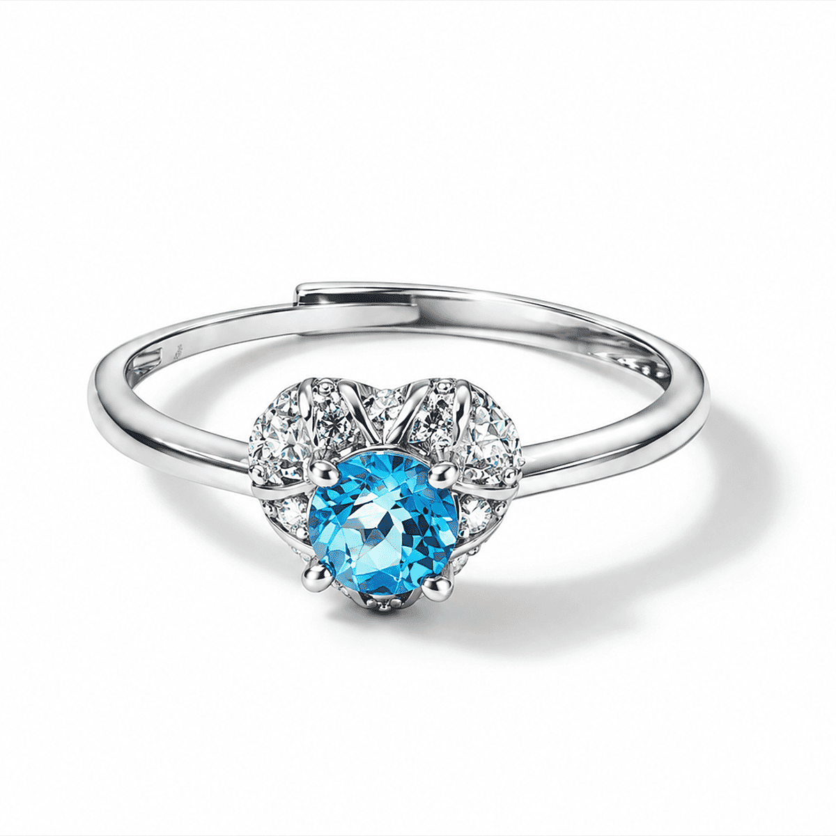 Blue Topaz and Simulated Diamond 1.20 ctw Ring in Silvertone (Adjustable)