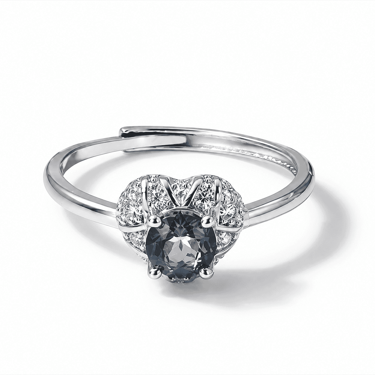 Blue Topaz & Simulated Diamond 1.20 ctw Ring in Silvertone (Adjustable)