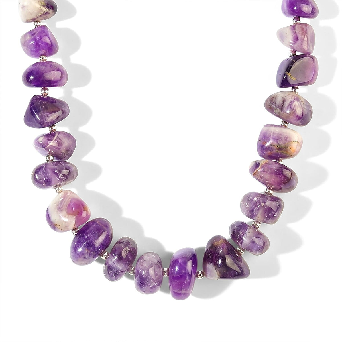 EverTrue Amethyst 500.00 ctw Beaded Necklace in Platinum Bond 20-21 Inches