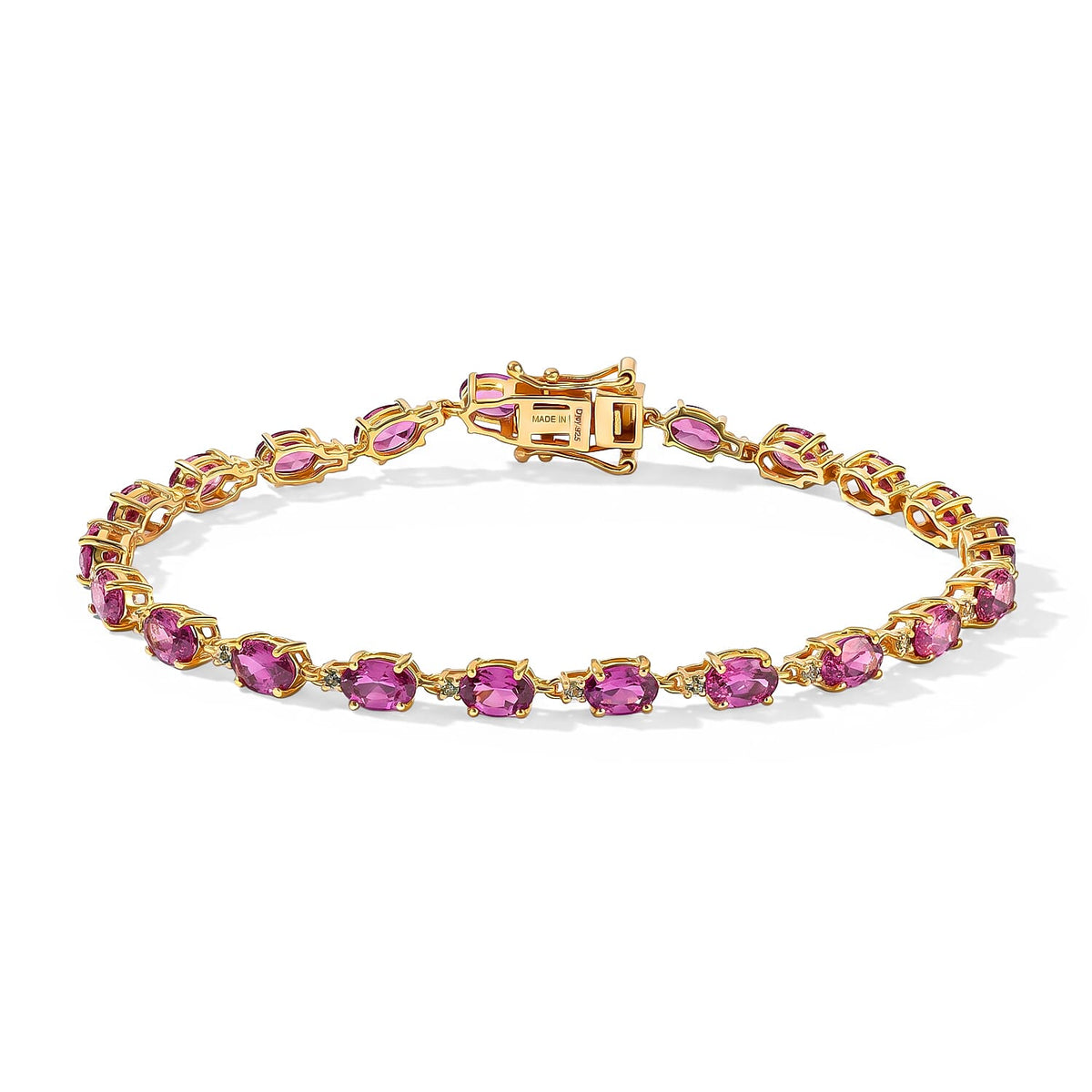 D''Joy AAA Radiant Ember Garnet, Paraiba Tourmaline Bracelet in 18K Vermeil YG Over Sterling Silver (6.50 In) 9.60 ctw