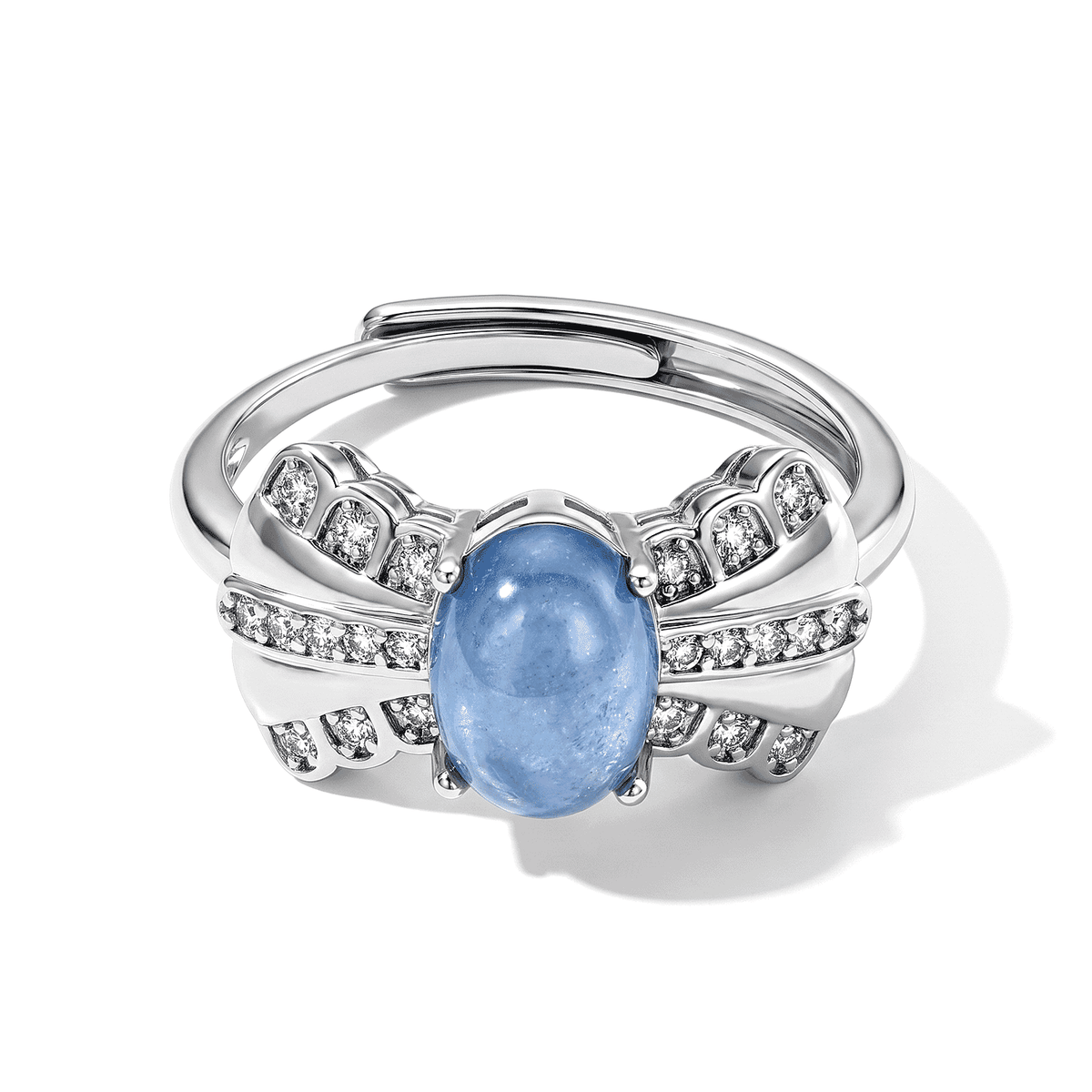 Aquamarine and Simulated Diamond 1.50 ctw Ring in Silvertone (Adjustable)