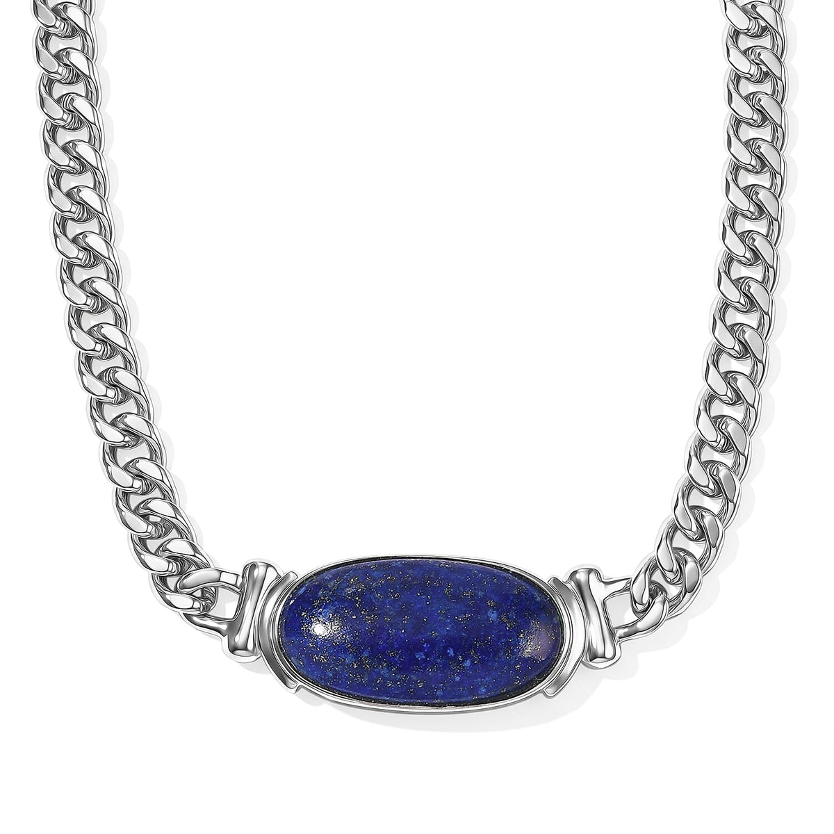 EverTrue Lapis Lazuli Fancy Necklace (Size - 18) in Platinum Over Pure Yellow Brass 20.47 ctw